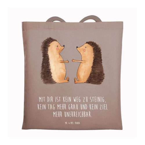 Bild von Mr. & Mrs. Panda Tragetasche Igel Liebe - Braun Pastell