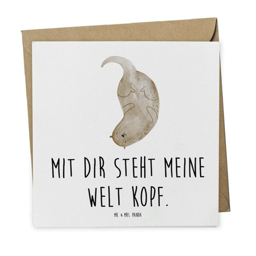 Bild von Mr. & Mrs. Panda Grußkarte Otter Kopfüber – Einzigartig und Verspielt