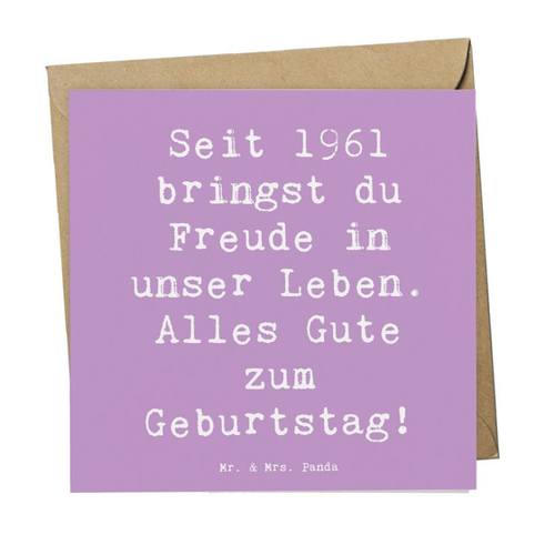 Bild von Mr. & Mrs. Panda Grußkarte Spruch 1961 Geburtstag - Lavendeltraum