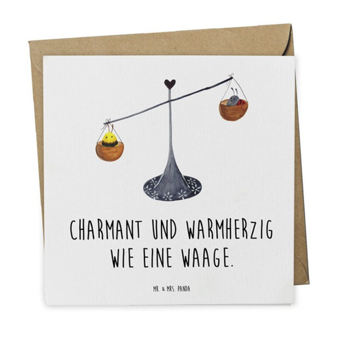 Bild von Mr. & Mrs. Panda Grußkarte Sternzeichen Waage - Ein charmantes Geschenk
