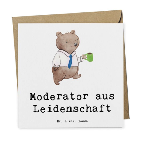 Bild von Mr. & Mrs. Panda Grußkarte Moderator Leidenschaft - Weiß