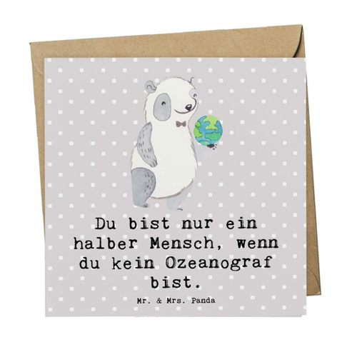 Bild von Mr. & Mrs. Panda Grußkarte Ozeanograf Herz - Grau Pastell