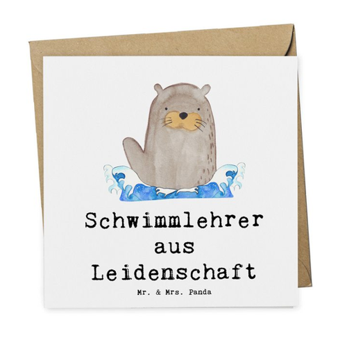 Bild von Mr. & Mrs. Panda Grußkarte Schwimmlehrer Leidenschaft