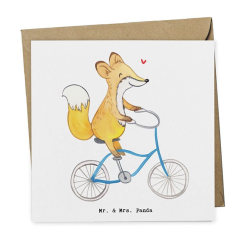 Bild von Mr. & Mrs. Panda Grußkarte Fuchs Fahrrad fahren