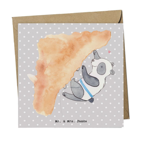 Bild von Mr. & Mrs. Panda Grußkarte Panda Klettern - Grau Pastell