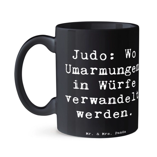 Bild von Mr. & Mrs. Panda Tasse Judo Umarmungen - Schwarz