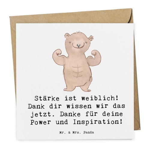 Bild von Mr. & Mrs. Panda Grußkarte Bodybuilding Trainerin - Grau Pastell