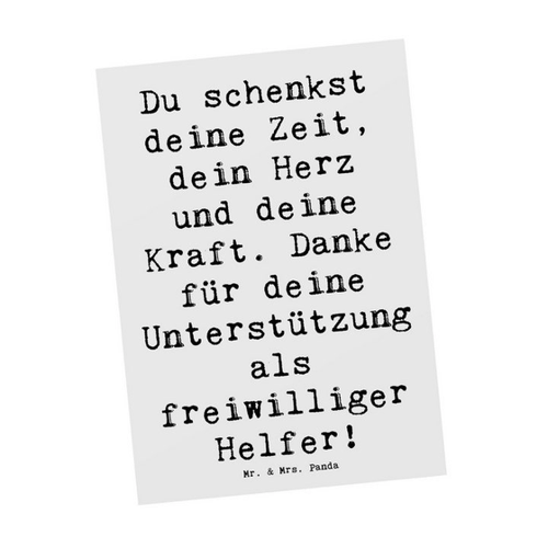 Bild von Postkarte von Mr. & Mrs. Panda - Freiwilliger Dank