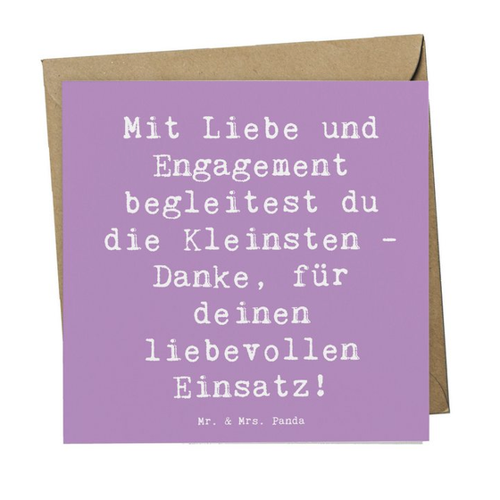 Bild von Mr. & Mrs. Panda Grußkarte „Liebevolle Erzieher - Lavendeltraum“