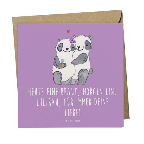 Bild von Mr. & Mrs. Panda Grußkarte Braut Liebe - Lavendeltraum