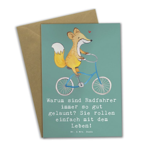 Bild von Mr. & Mrs. Panda Grußkarte Radsport Glück - Meeresbrise