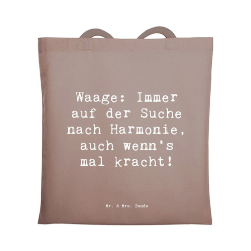 Bild von Mr. & Mrs. Panda Tragetasche Spruch Waagen Harmonie - Braun Pastell
