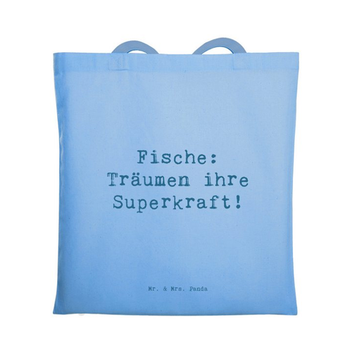 Bild von Mr. & Mrs. Panda Tragetasche Spruch Fische Kraft - Sky Blue