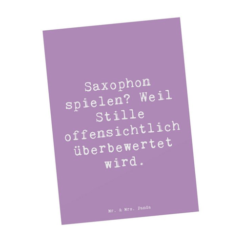 Bild von Mr. & Mrs. Panda Postkarte Spruch Saxophon Leidenschaft - Lavendeltraum