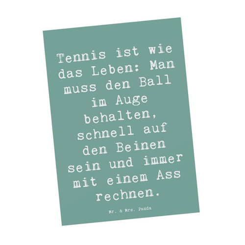 Bild von Mr. & Mrs. Panda Postkarte Spruch Tennis Lebensweisheit - Meeresbrise