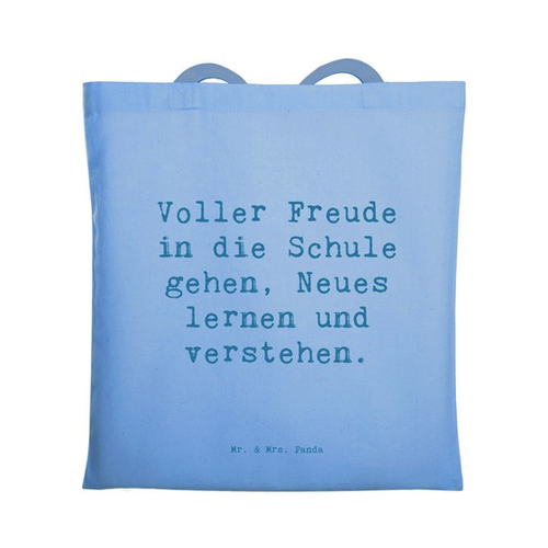 Bild von Mr. & Mrs. Panda Tragetasche Spruch Schulanfang Freude - Sky Blue