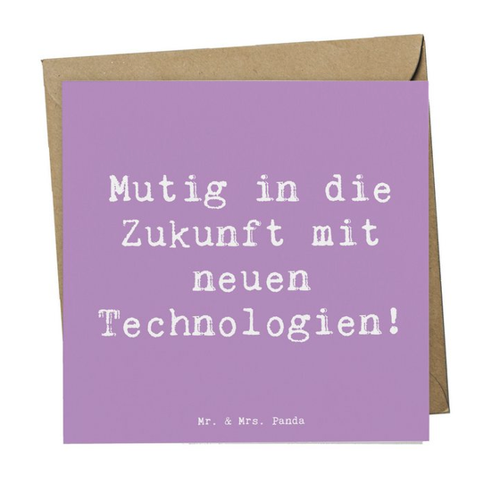 Bild von Mr. & Mrs. Panda Grußkarte Neuen Technologien begegnen - Lavendeltraum