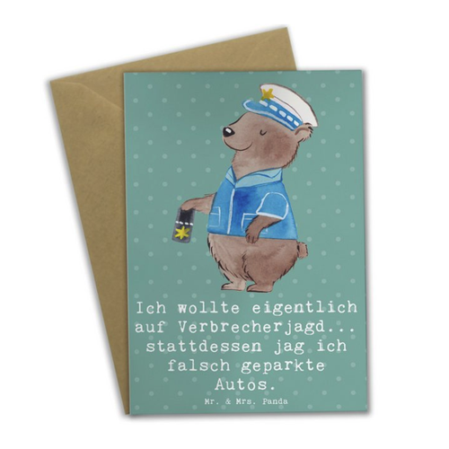 Bild von Mr. & Mrs. Panda Grußkarte Polizist im Alltag - Meeresbrise