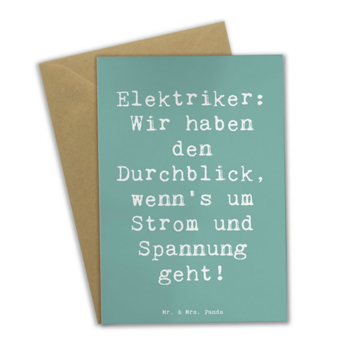 Bild von Mr. & Mrs. Panda Grußkarte für Elektriker "Durchblick" - Meeresbrise