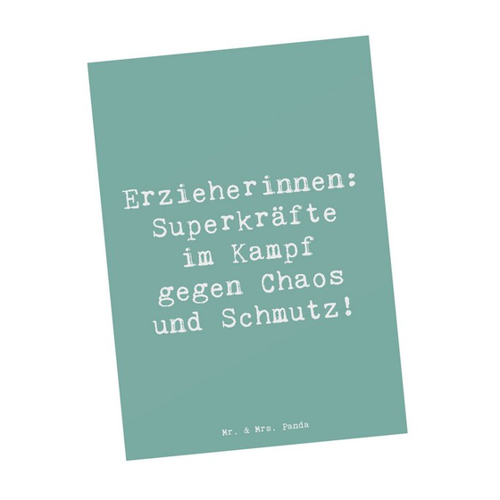 Bild von Mr. & Mrs. Panda Postkarte Superheldin Erzieherin - Meeresbrise
