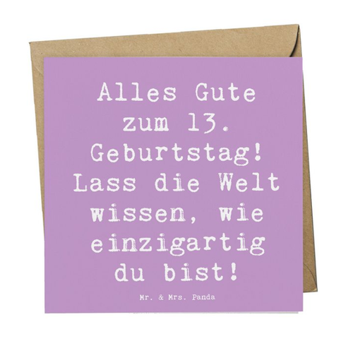 Bild von Mr. & Mrs. Panda Grußkarte zum 13. Geburtstag – Lavendeltraum