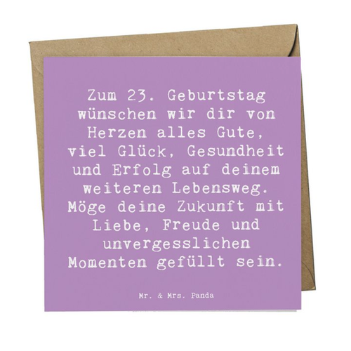 Bild von Mr. & Mrs. Panda Grußkarte zum 23. Geburtstag - Lavendeltraum