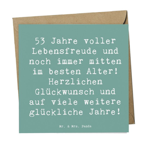 Bild von Mr. & Mrs. Panda Grußkarte zum 53. Geburtstag - Freude und positive Energie