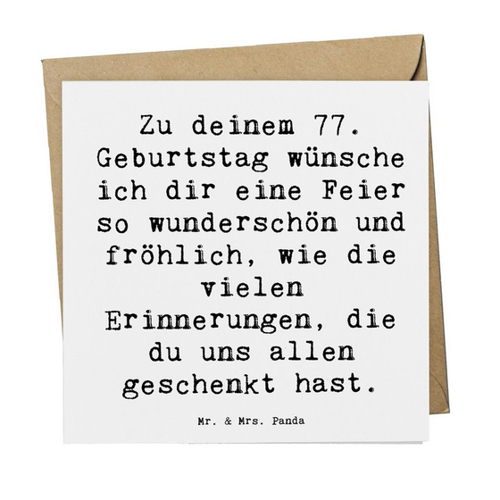 Bild von Mr. & Mrs. Panda Grußkarte Spruch 77. Geburtstag - Weiß