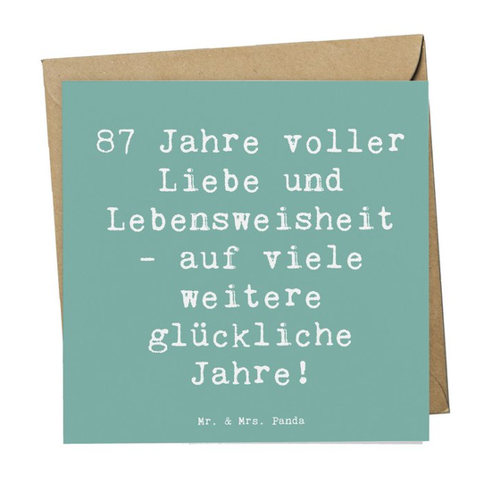 Bild von Mr. & Mrs. Panda Grußkarte – Ein liebevolles Geschenk zum 87. Geburtstag