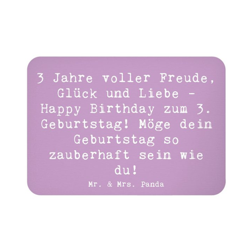 Bild von Mr. & Mrs. Panda Magnet Spruch 3. Geburtstag Freude - Lavendeltraum