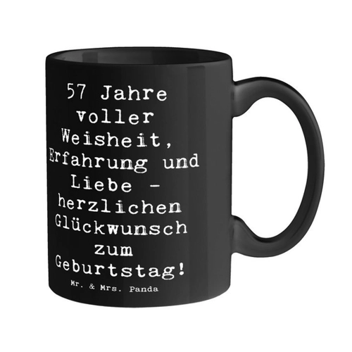 Bild von Mr. & Mrs. Panda Tasse Spruch 57. Geburtstag - Schwarz