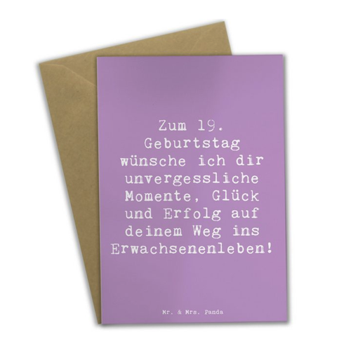 Bild von Mr. & Mrs. Panda Grußkarte Spruch 19. Geburtstag Wünsche - Lavendeltraum