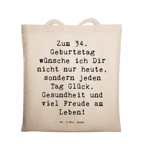 Bild von Mr. & Mrs. Panda Tragetasche zum 34. Geburtstag - Transparent