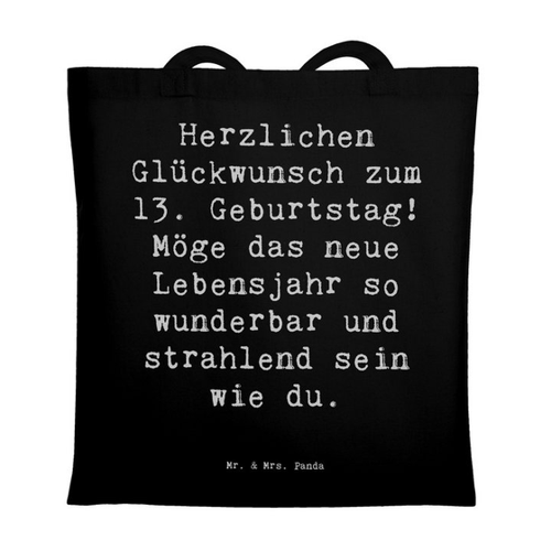 Bild von Mr. & Mrs. Panda Tragetasche Spruch 13. Geburtstag - Schwarz