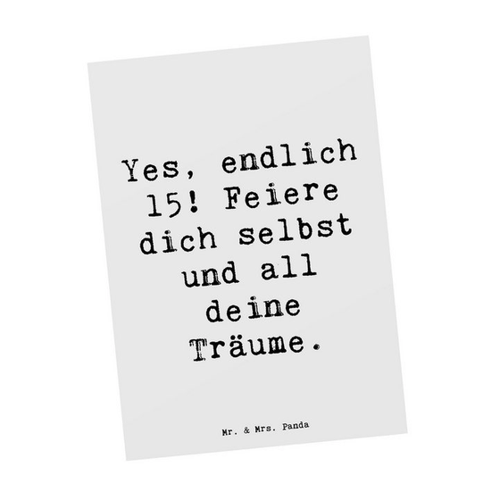 Bild von Mr. & Mrs. Panda Postkarte zum 15. Geburtstag