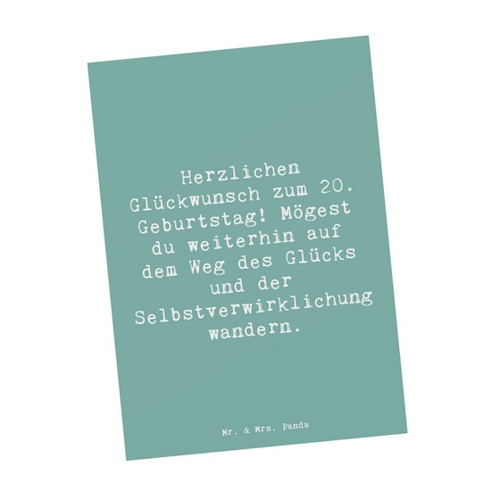 Bild von Mr. & Mrs. Panda Postkarte zum 20. Geburtstag - Glückspfad