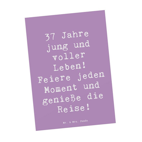 Bild von Mr. & Mrs. Panda Postkarte zum 37. Geburtstag – Lebensfreude pur