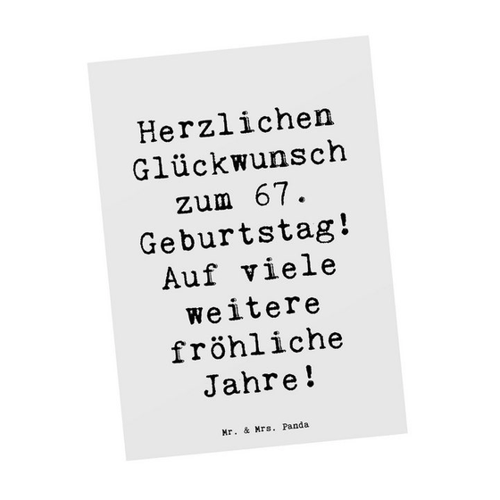 Bild von Mr. & Mrs. Panda Postkarte zum 67. Geburtstag