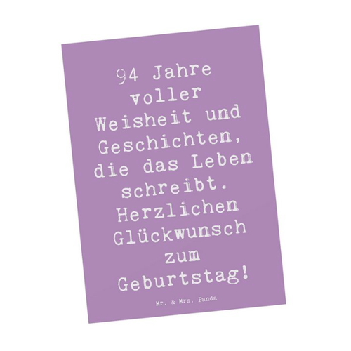 Bild von Mr. & Mrs. Panda Postkarte Spruch 94. Geburtstag - Lavendeltraum