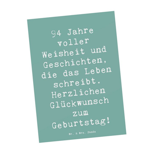 Bild von Mr. & Mrs. Panda Postkarte zum 94. Geburtstag – Meeresbrise