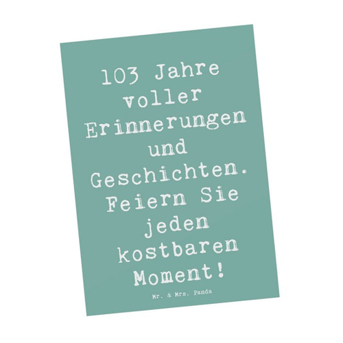 Bild von Mr. & Mrs. Panda Postkarte zum 103. Geburtstag