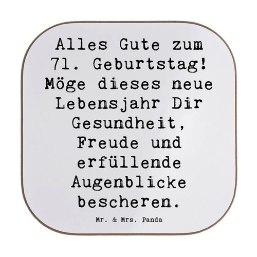 Bild von Mr. & Mrs. Panda Getränkeuntersetzer zum 71. Geburtstag