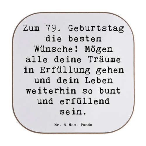 Bild von Mr. & Mrs. Panda Getränkeuntersetzer Spruch 79. Geburtstag