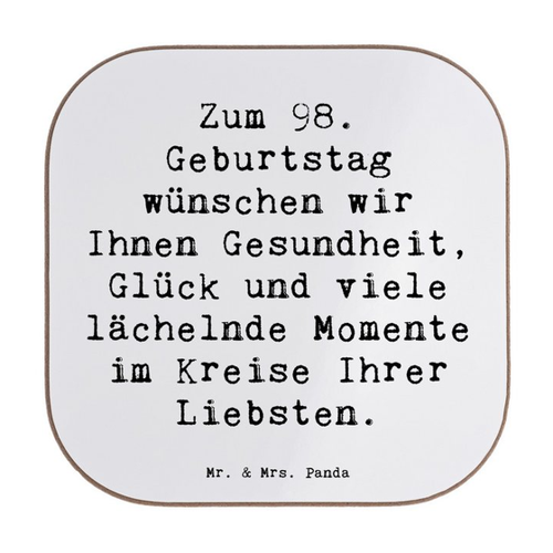 Bild von Mr. & Mrs. Panda Getränkeuntersetzer zum 98. Geburtstag