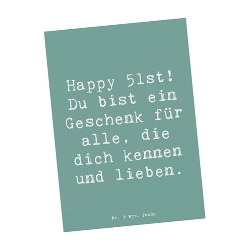 Bild von Mr. & Mrs. Panda Postkarte zum 51. Geburtstag - Meeresbrise
