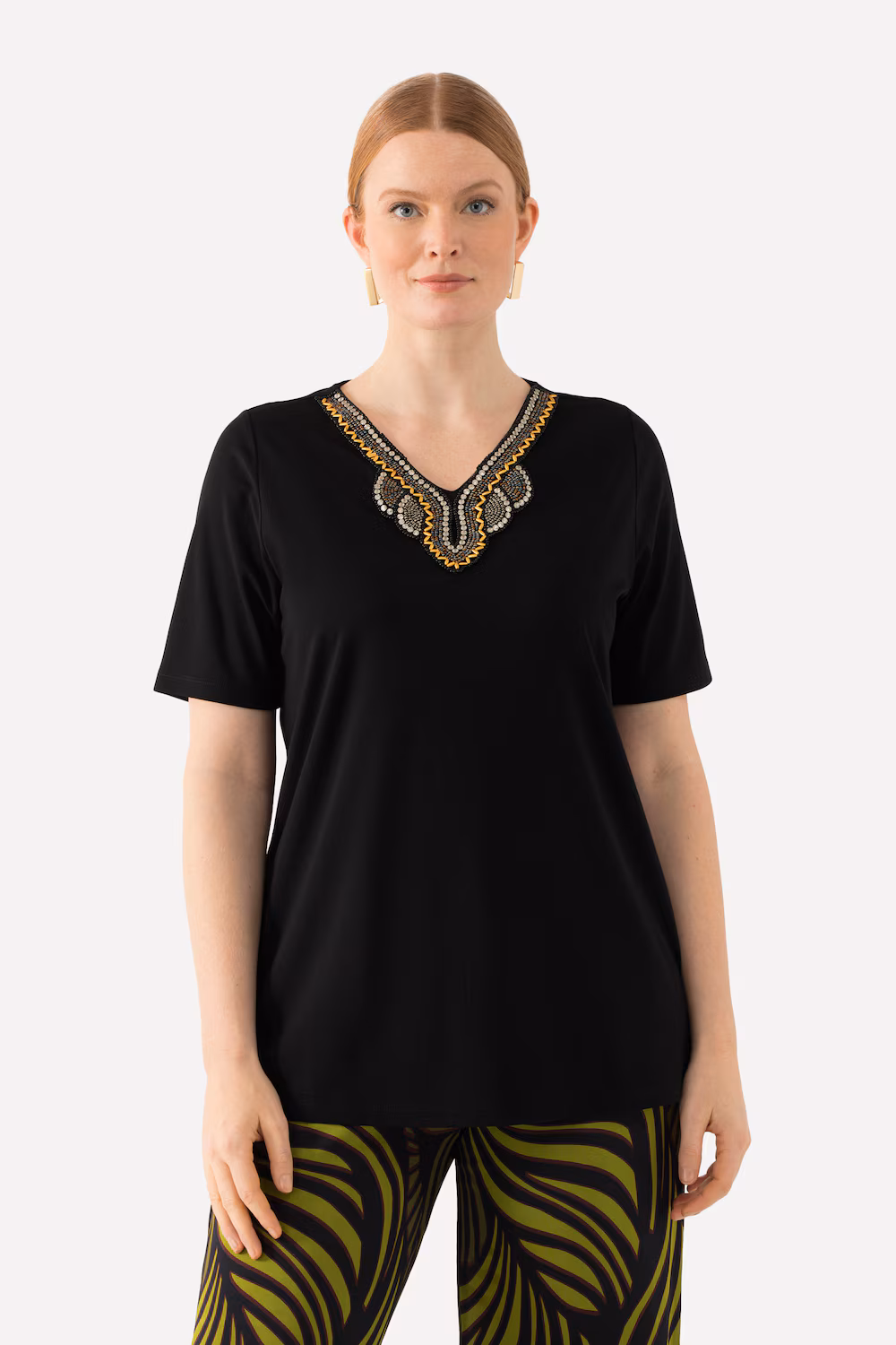 Bild von Grosse Grössen T-Shirt, Damen, schwarz, Größe: 50/52, Viskose/Synthetische Fasern/Elasthan, Ulla Popken