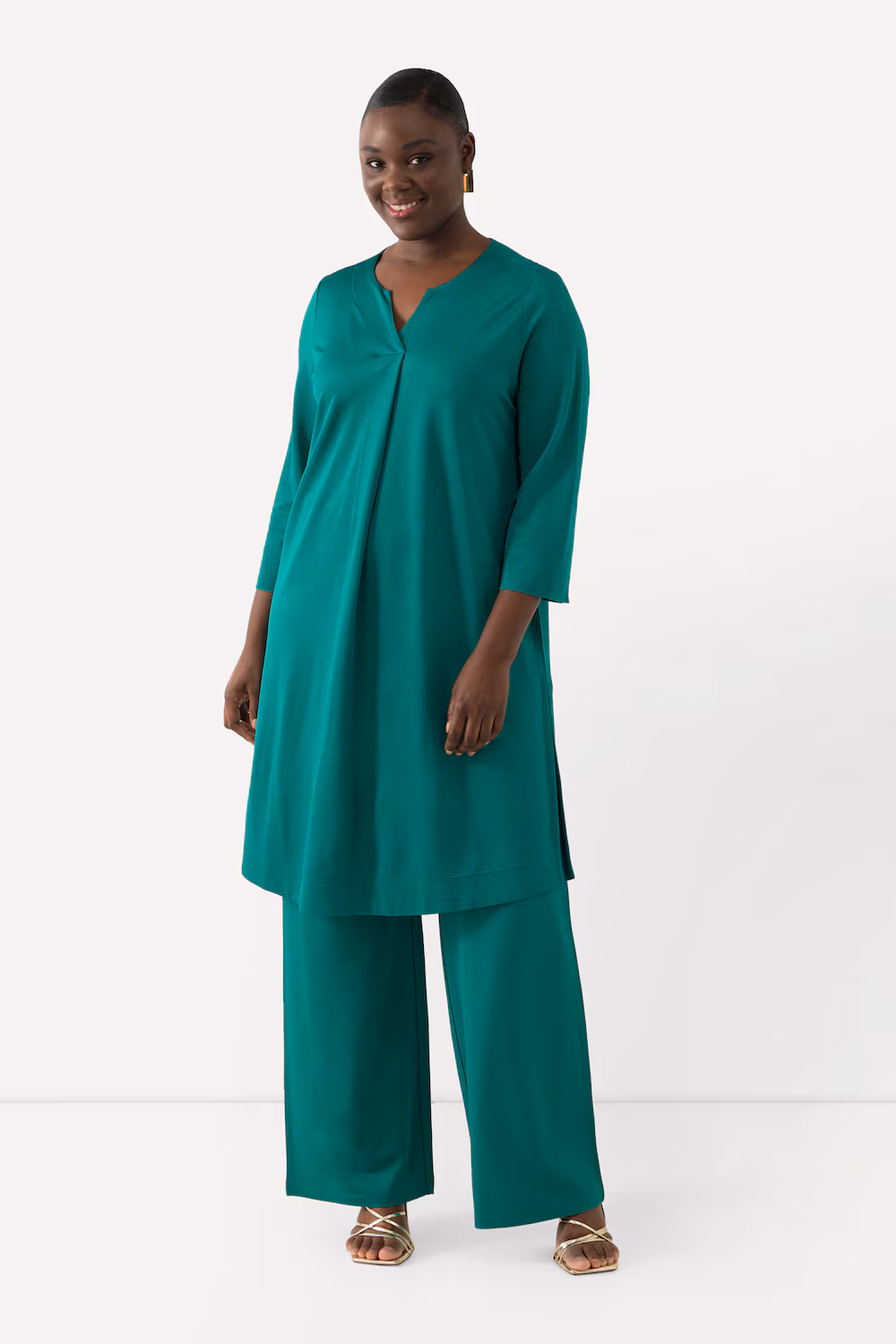 Bild von Große Größen Slinky-Longshirt, Damen, grün, Größe: 54/56, Viskose, Ulla Popken