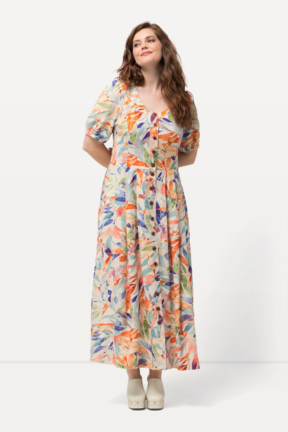 Bild von Große Größen Kleid, Damen, orange, Größe: 54, Viskose/Leinen, Ulla Popken