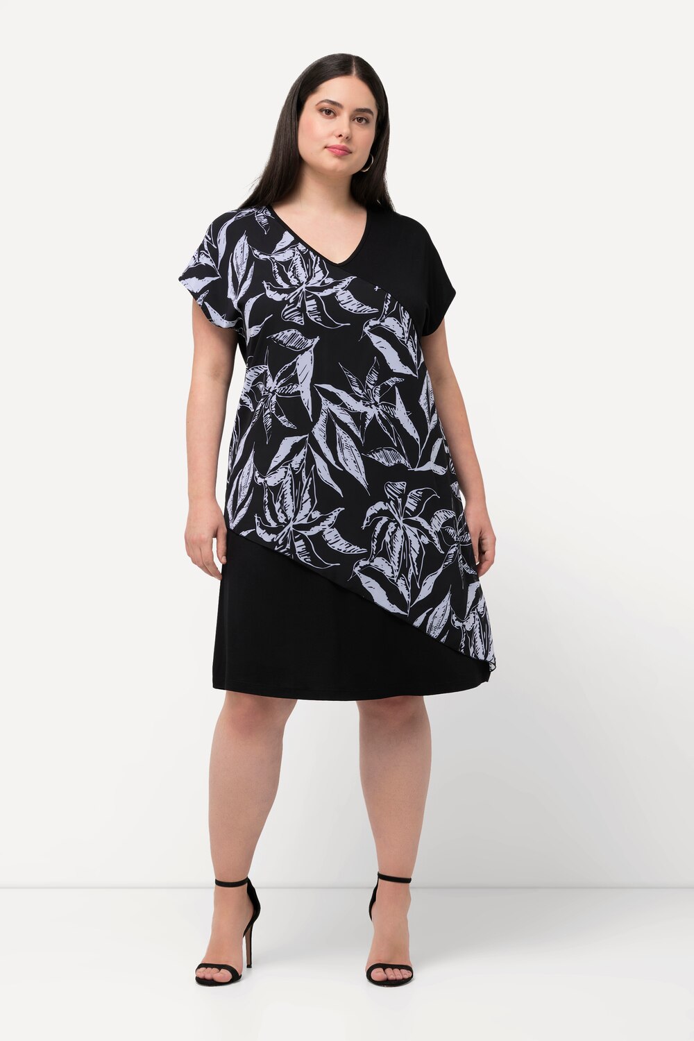Bild von Große Größen Jerseykleid, Damen, schwarz, Größe: 54/56, Polyester/Viskose, Ulla Popken