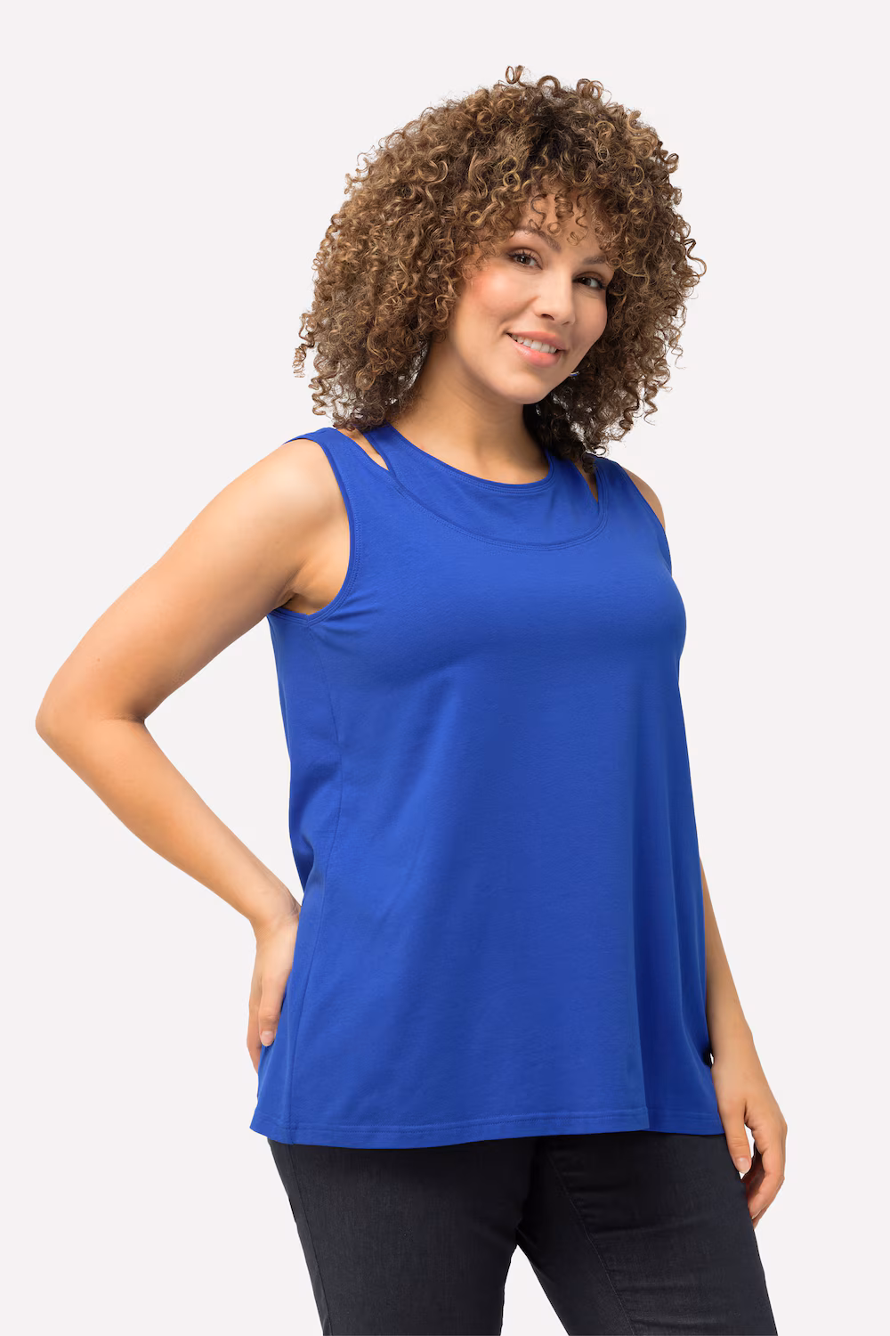 Bild von Große Größen Top, Damen, blau, Größe: 42/44, Baumwolle, Ulla Popken